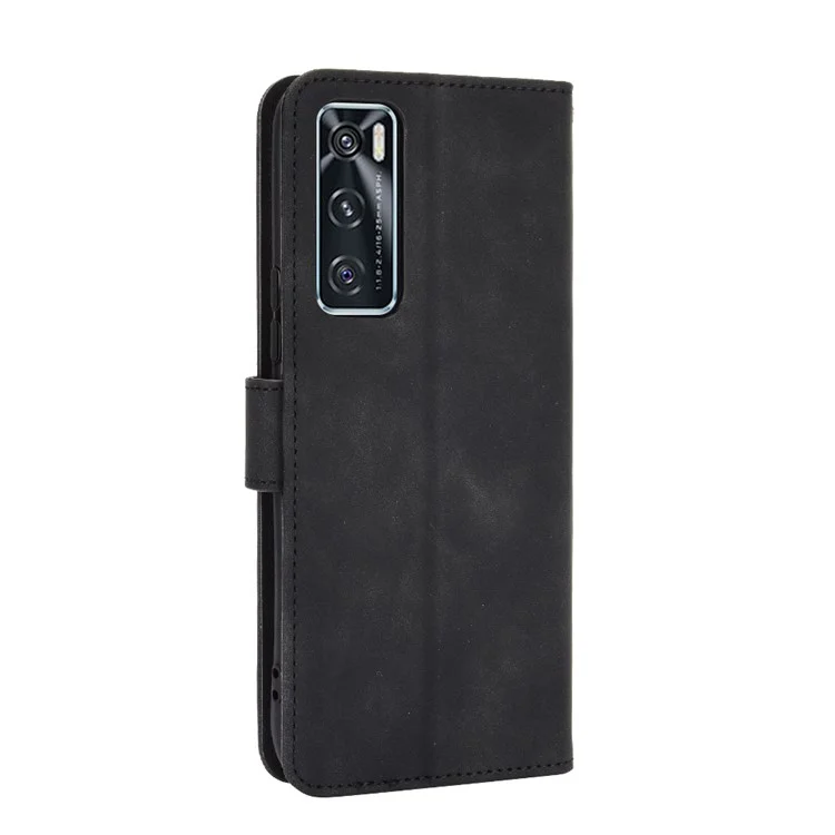 Carteira de Couro PU com Pulseira para Vivo V20 SE/Y70 2020 - Preto