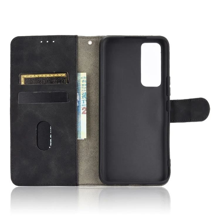 Carteira de Couro PU com Pulseira para Vivo V20 SE/Y70 2020 - Preto