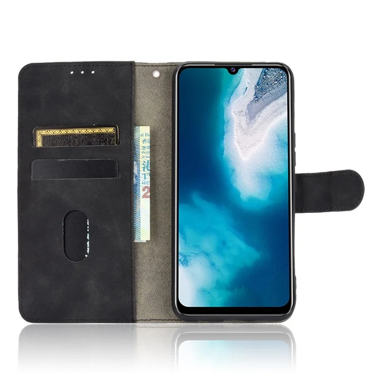 Carteira de Couro PU com Pulseira para Vivo V20 SE/Y70 2020 - Preto