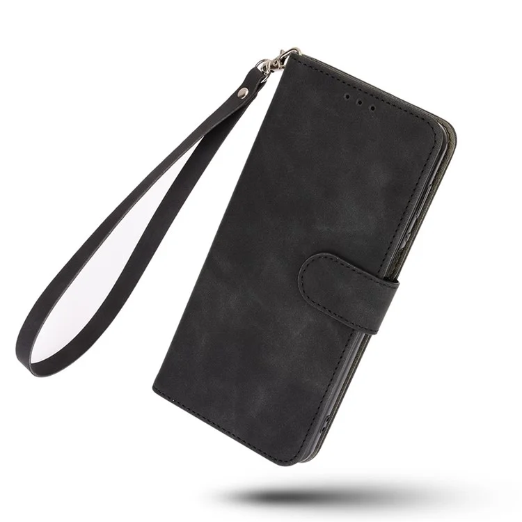 Carteira de Couro PU com Pulseira para Vivo V20 SE/Y70 2020 - Preto