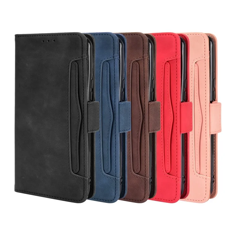 Carteira de Couro com Vários Compartimentos de Cartão e Capa de Telefone Celular para vivo V20 SE / vivo Y70 2020 - Preto