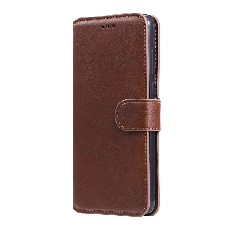 Classic Style Magnetic Clasp Wallet + Stand Flip Leather Phone Case for Oppo A32 (2020)/A53(2020)/Oppo A53s - Brown