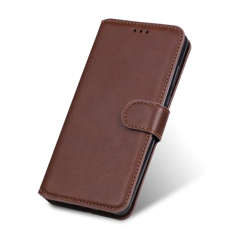 Portefeuille De Fermoir Magnétique De Style Classique + Étui De Téléphone À Bascule De Support Pour OPPO A32 (2020) / A53 (2020) / OPPO A53S - Marron