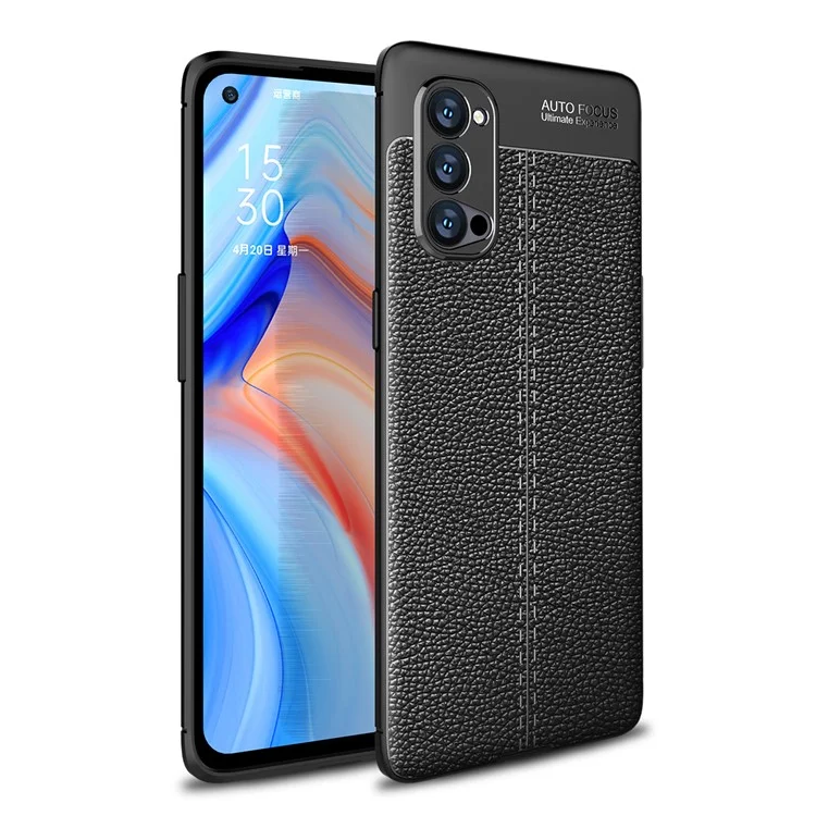 Litchi Grain Flexible TPU Mobile Phone Case for Oppo Reno4 Pro 5G - Negro