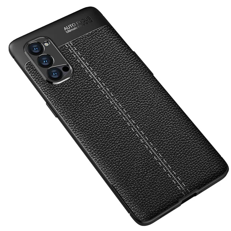 Litchi Grain Flexible TPU Mobile Phone Case for Oppo Reno4 Pro 5G - Negro