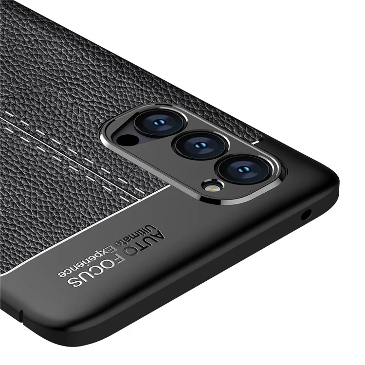 Litchi Grain Flexible TPU Mobile Phone Case for Oppo Reno4 Pro 5G - Negro