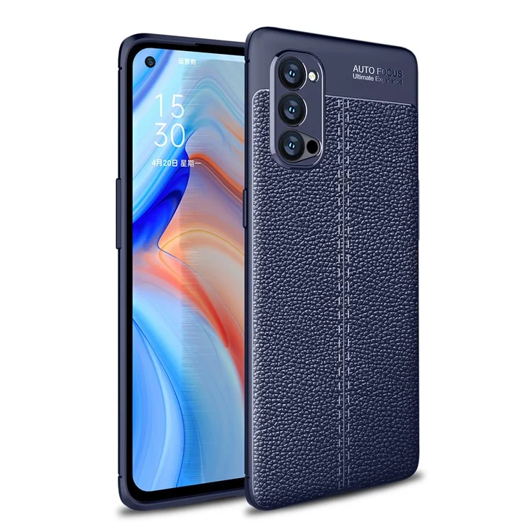 Litchi Grain Flexible TPU Mobile Phone Case für Oppo Reno4 Pro 5G - Blau