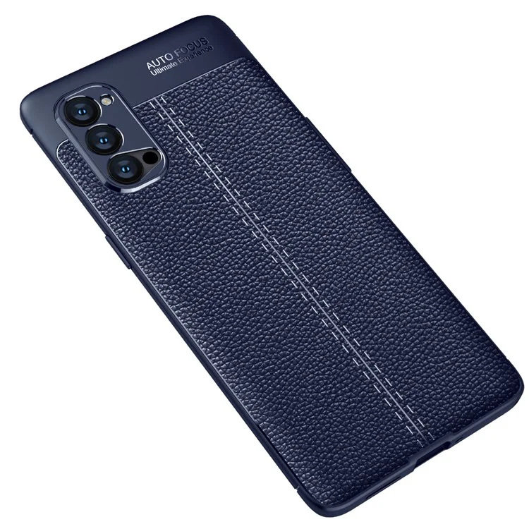 Litchi Grain Flexible TPU Mobile Phone Case für Oppo Reno4 Pro 5G - Blau