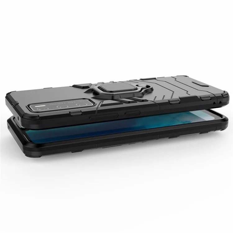 Anel de Dedo Híbrido de Plástico + TPU Capa de Telefone Suporte para vivo V20 SE - Preto