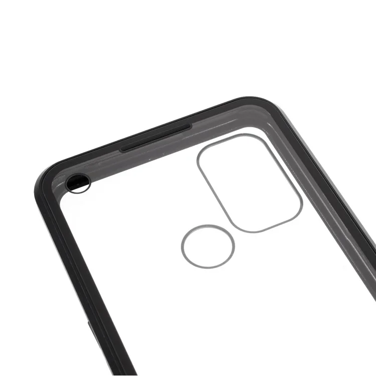 Double-sided Tempered Glass + Magnetic Metal Full Protection Frame Phone Case for Oppo A53(2020) - Black