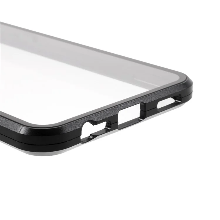Doppelseitiges gehärtetes Glas + Magnetischer Metallrahmen Vollschutz-Handyhülle für Oppo A53(2020) - Schwarz