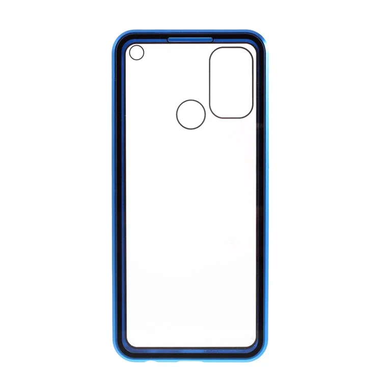 Double-sided Tempered Glass + Magnetic Metal Full Protection Frame Phone Case for Oppo A53(2020) - Blue