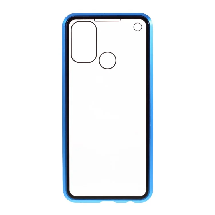 Double-sided Tempered Glass + Magnetic Metal Full Protection Frame Phone Case for Oppo A53(2020) - Blue