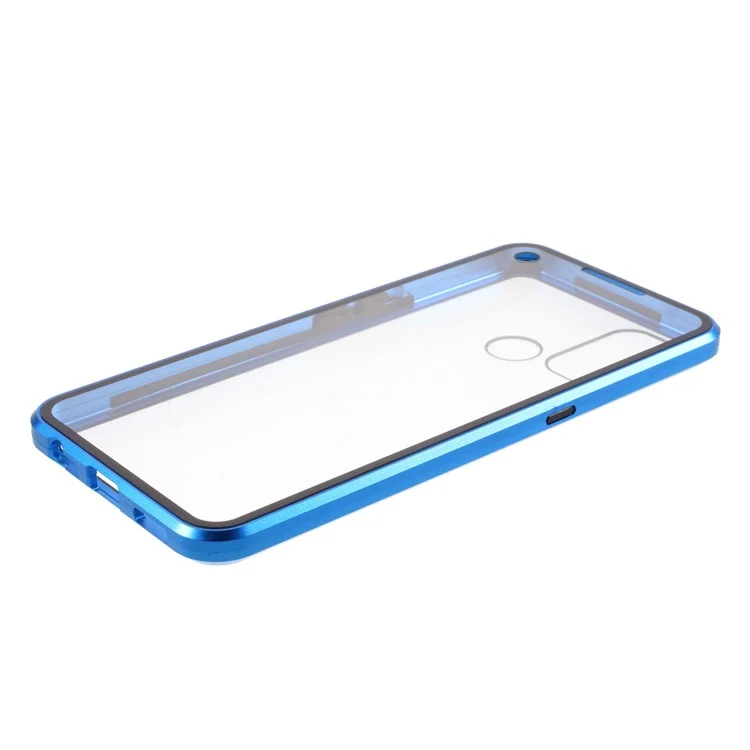 Double-sided Tempered Glass + Magnetic Metal Full Protection Frame Phone Case for Oppo A53(2020) - Blue