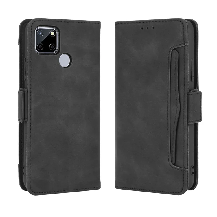 Custodia protettiva a più scomparti per OPPO A15 con supporto in pelle - Nero