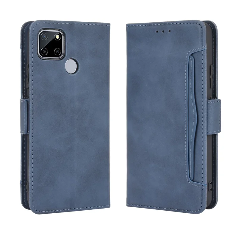 Multiple Card Slots Protective Cover for OPPO A15 Stand Leather Case - Blue