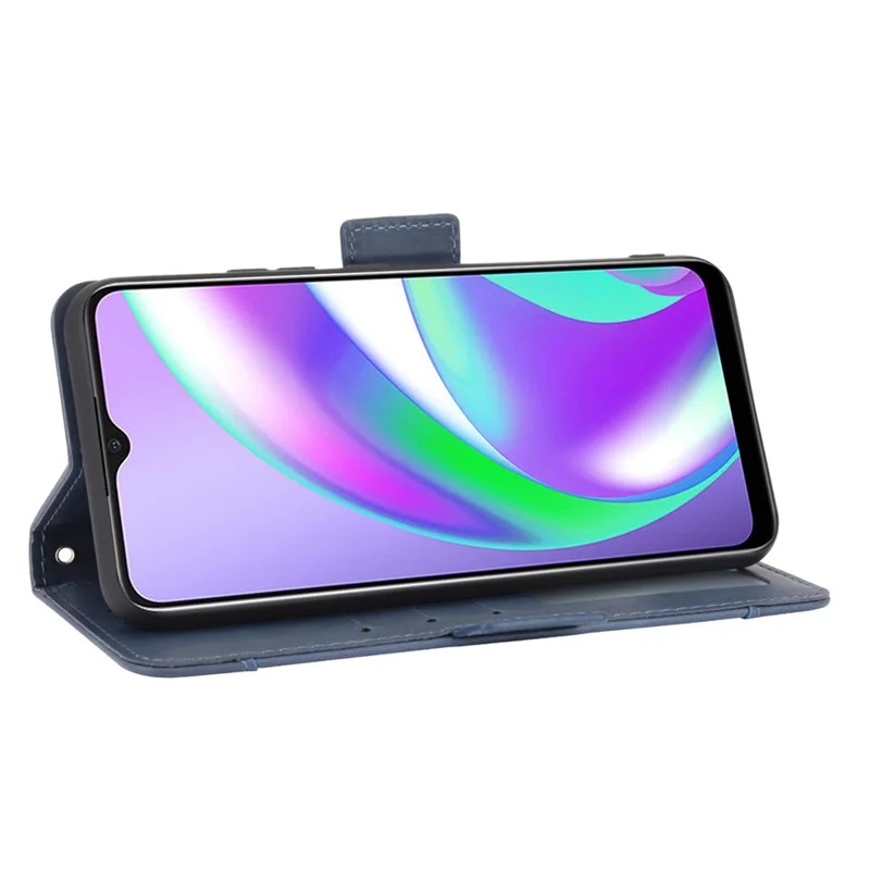 Multiple Card Slots Protective Cover for OPPO A15 Stand Leather Case - Blue