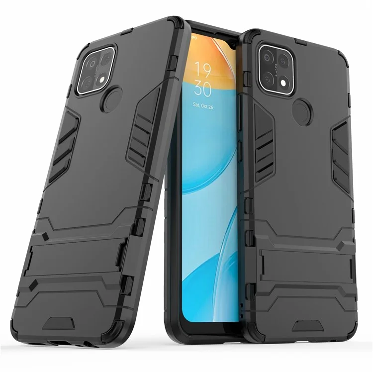 PC + TPU Hybrid Cover con custodia con supporto 2-in-1 per OPPO A15 - Nero