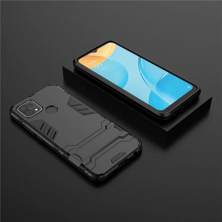 PC + TPU Hybrid Cover con custodia con supporto 2-in-1 per OPPO A15 - Nero