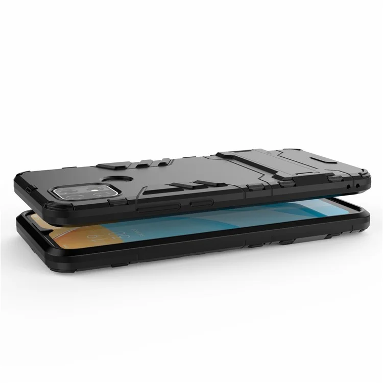 PC + TPU Hybrid Cover con custodia con supporto 2-in-1 per OPPO A15 - Nero