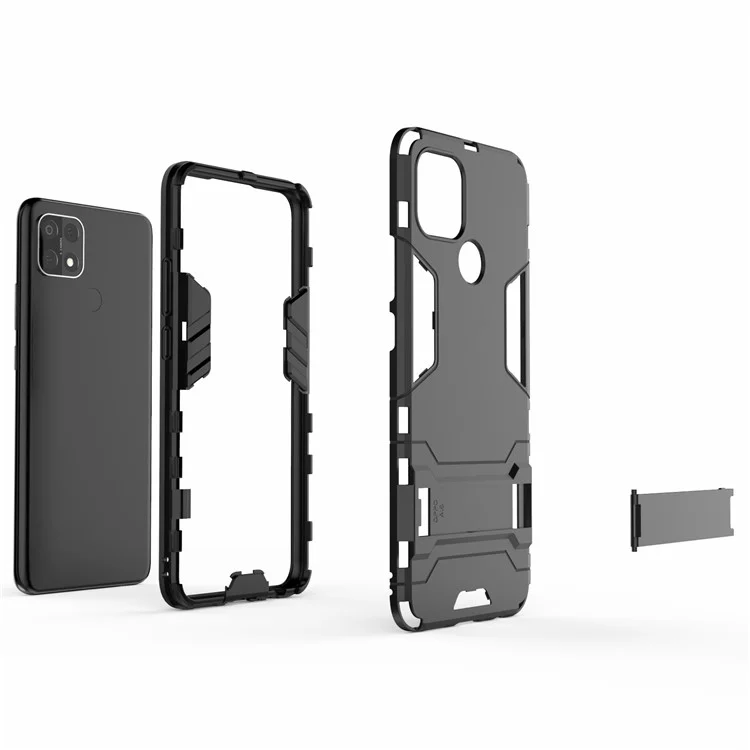 PC + TPU Hybrid Cover con custodia con supporto 2-in-1 per OPPO A15 - Nero