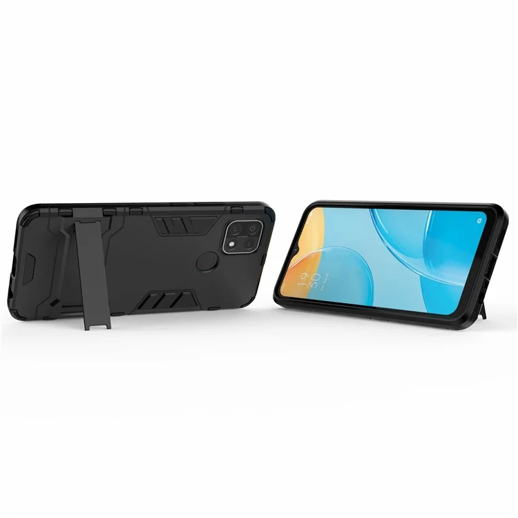 PC + TPU Hybrid Cover con custodia con supporto 2-in-1 per OPPO A15 - Nero