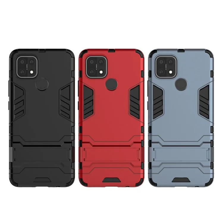 PC + TPU Hybrid Cover con custodia con supporto 2-in-1 per OPPO A15 - Nero