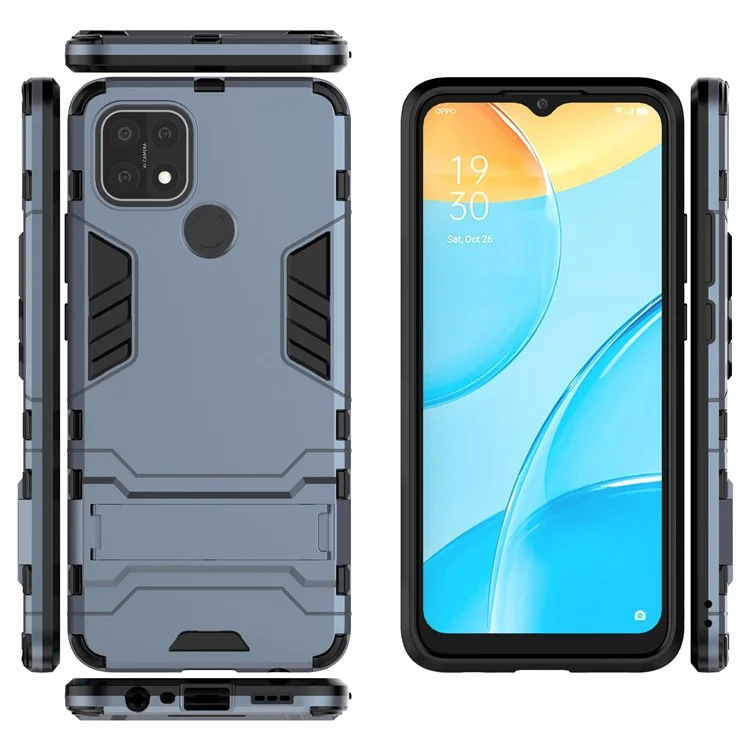 PC + TPU Hybrid Cover with 2-in-1 Kickstand Case for OPPO A15  - Blue