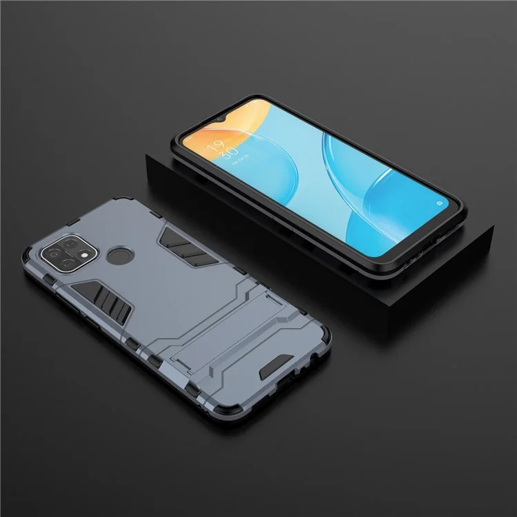 PC + TPU Hybrid Cover with 2-in-1 Kickstand Case for OPPO A15  - Blue
