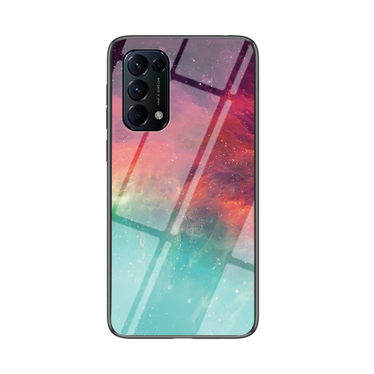 Funda híbrida de vidrio + PC + TPU con patrón de cielo estrellado para Oppo Reno5 5G - Color Sky