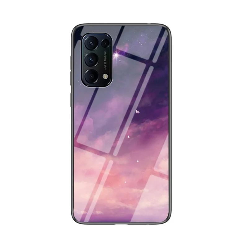 Glass + PC + TPU Hybrid Case with Starry Sky Pattern for Oppo Reno5 5G - Purple Sky