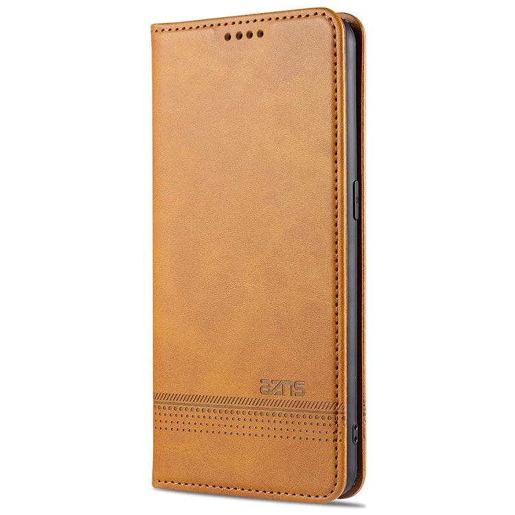 AZNS Auto-absorvido Por Barreta Magnética Caixa Móvel De Couro Para Oppo Reno4 Pro 5g / Reno4 5G - Amarelo