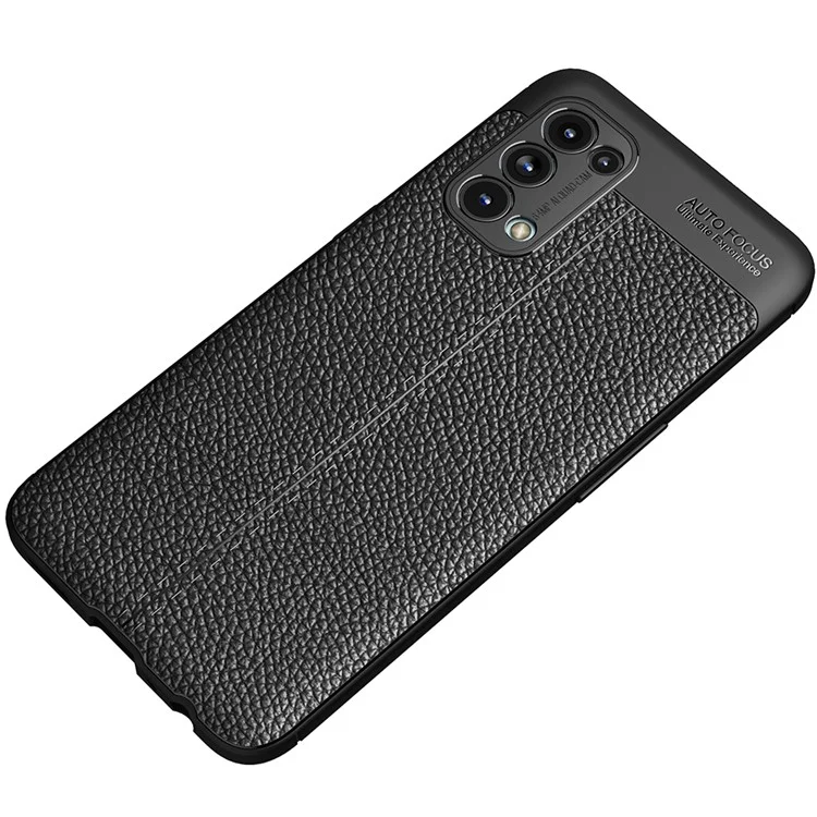 Four Corner Cushion Litchi Texture Soft TPU Protector for OPPO Reno 5 5G/Reno5 4G/Reno5 K/Find X3 Lite Mobile Phone Cover - Black