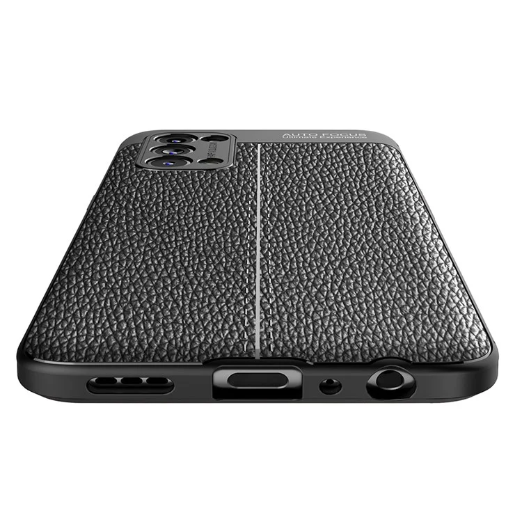 Four Corner Cushion Litchi Texture Soft TPU Protector for OPPO Reno 5 5G/Reno5 4G/Reno5 K/Find X3 Lite Mobile Phone Cover - Black