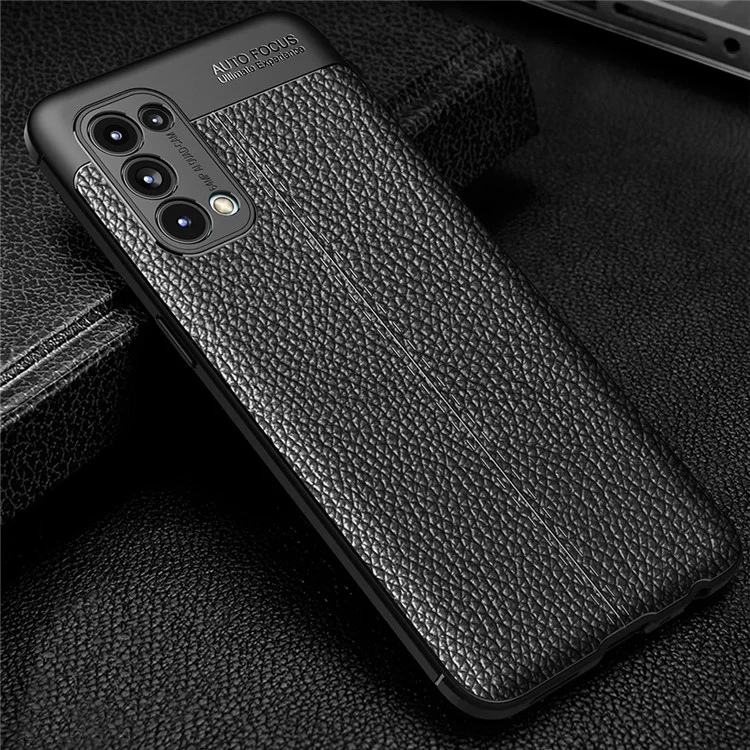 Four Corner Cushion Litchi Texture Soft TPU Protector for OPPO Reno 5 5G/Reno5 4G/Reno5 K/Find X3 Lite Mobile Phone Cover - Black