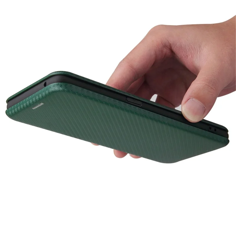 Full Coverage Auto-absorbed Carbon Fiber Leather Card Holder Cover Case for OPPO Reno 5 5G/Reno5 4G/Reno5 K/Find X3 Lite - Green