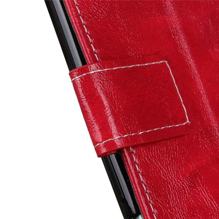 Rétro Style Crazy Horse Texture Leather Phone Cover avec Portefeuille Support Design pour Oppo Reno5 Pro Plus 5G/Find X3 Neo - Rouge