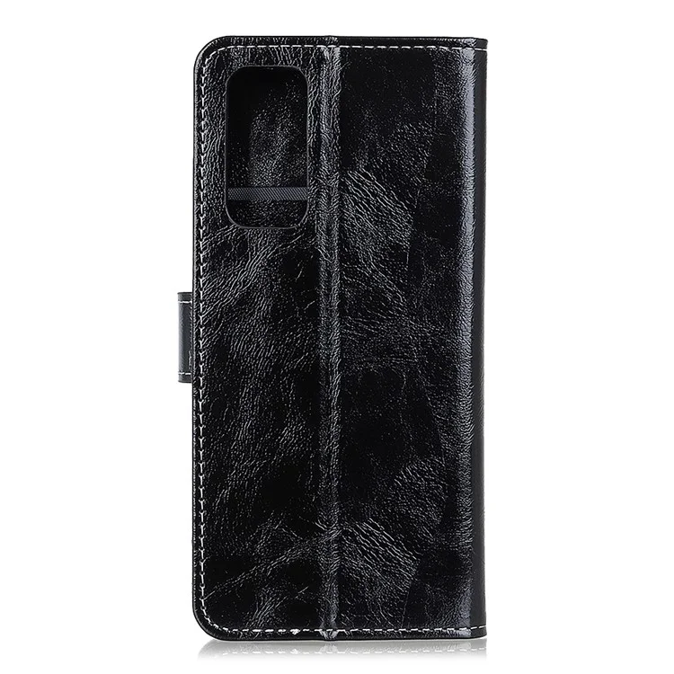 Retro Style Wallet Stand Design Leather Phone Cover Case for Oppo Reno5 5G/Find X3 Lite Crazy Horse Texture Leather Case - Black