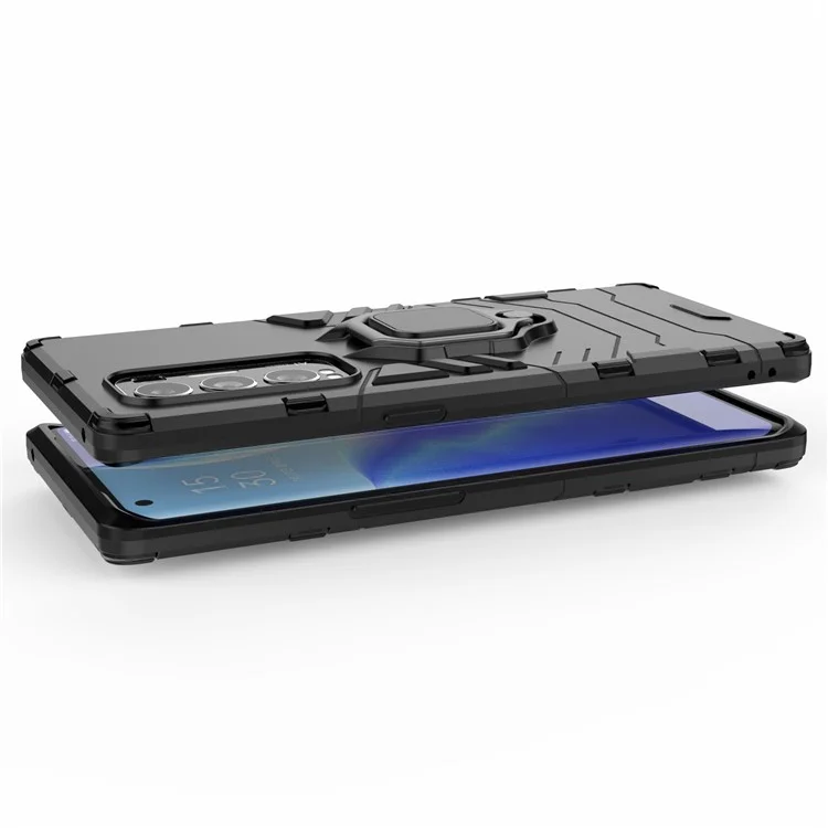 Pour Oppo Reno5 Pro + 5G Téléphone Caxe de Kickstand PC + TPU PC + - le Noir