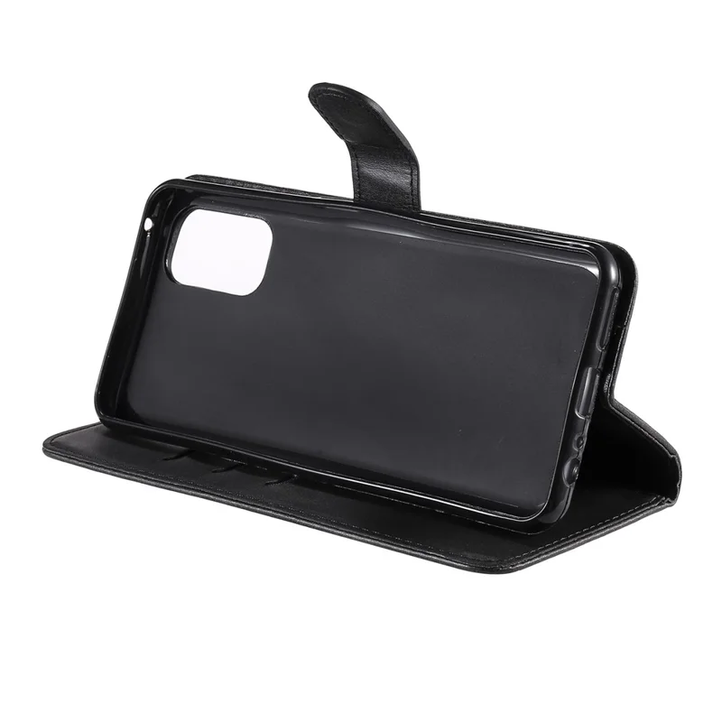 Zipper Pocket Leather Wallet Stand Case for Realme 7 Pro - Black