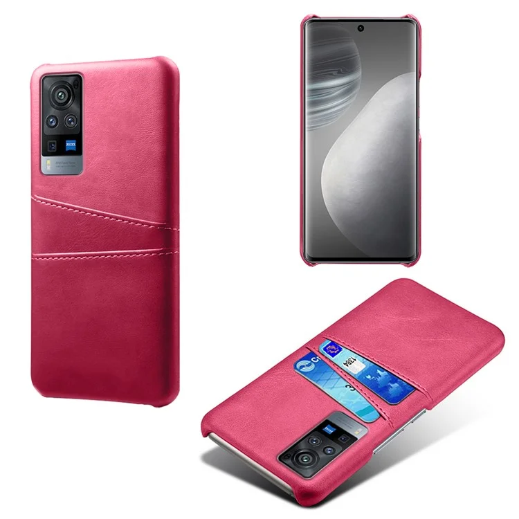 Étui en cuir PU KSQ PC + avec fentes pour cartes doubles pour vivo X60 Pro (Chine) - Rose
