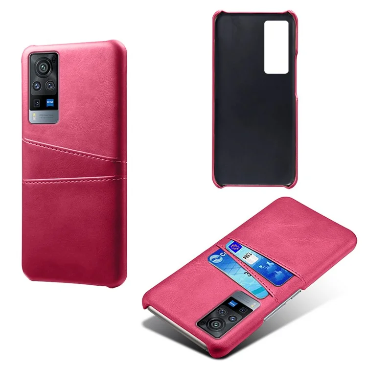 Étui en cuir PU KSQ PC + avec fentes pour cartes doubles pour vivo X60 Pro (Chine) - Rose
