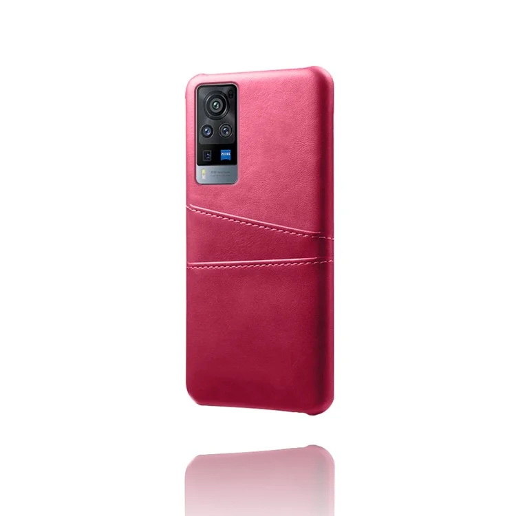 Étui en cuir PU KSQ PC + avec fentes pour cartes doubles pour vivo X60 Pro (Chine) - Rose