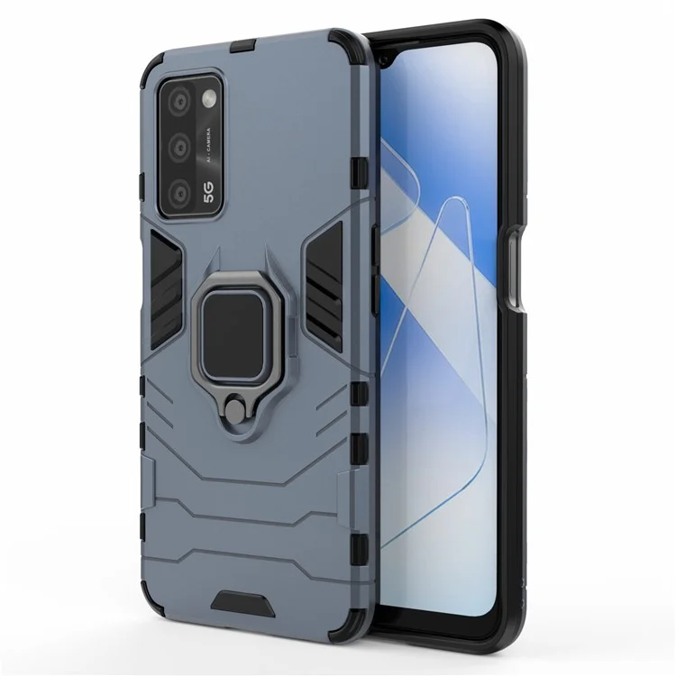 Cool Guard PC + TPU Hybrid Phone Cover with Kickstand for Oppo A55 5G / A16 - Blue