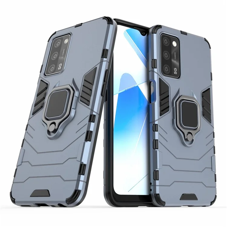 Cool Guard PC + TPU Hybrid Phone Cover with Kickstand for Oppo A55 5G / A16 - Blue