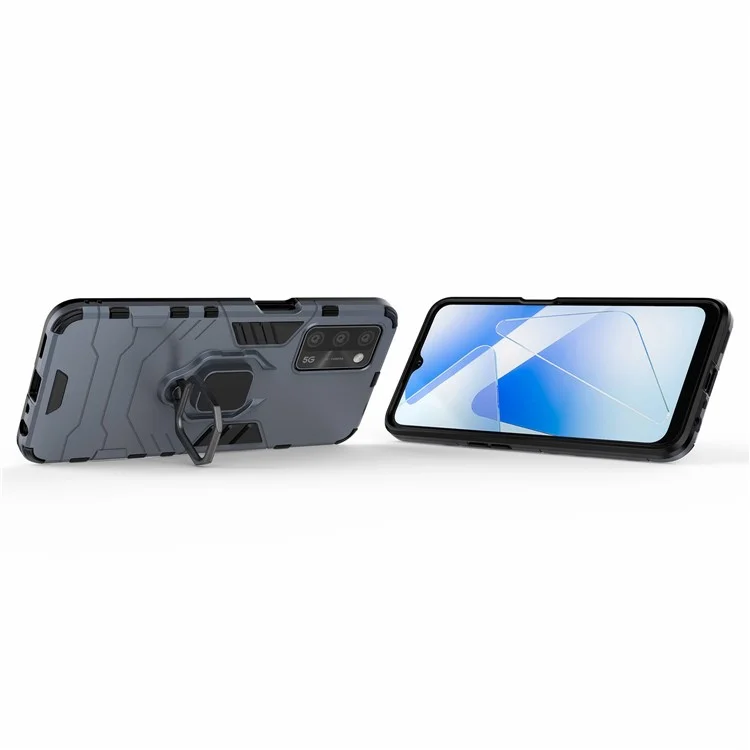 Cool Guard PC + TPU Hybrid Phone Cover with Kickstand for Oppo A55 5G / A16 - Blue