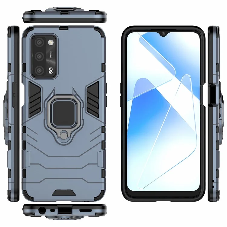 Cool Guard PC + TPU Hybrid Phone Cover with Kickstand for Oppo A55 5G / A16 - Blue