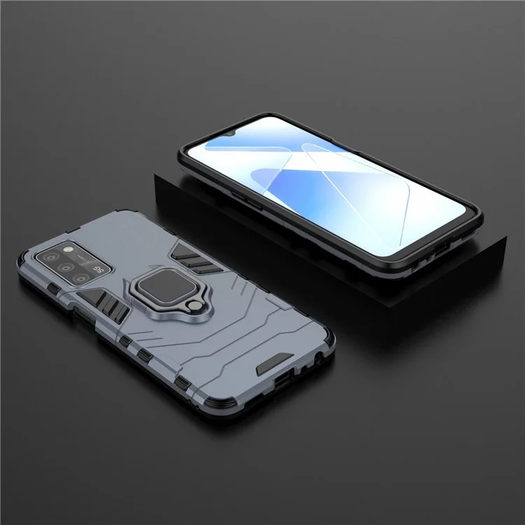 Cool Guard PC + TPU Hybrid Phone Cover with Kickstand for Oppo A55 5G / A16 - Blue