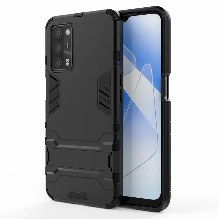 2 en 1 Práctulo de Protector de Tipa + TPU Cubierta Híbrida Para Oppo A55 5G / A16 - Negro