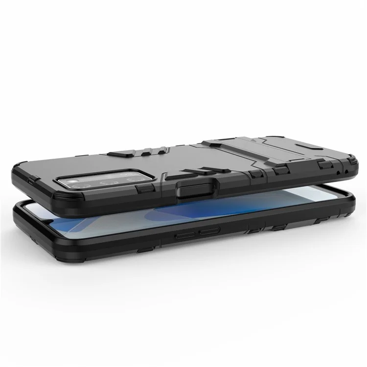 2 em 1 Kickstand Protector Plastic + TPU Tampa Híbrida Para Oppo A55 5G / A16 - Preto